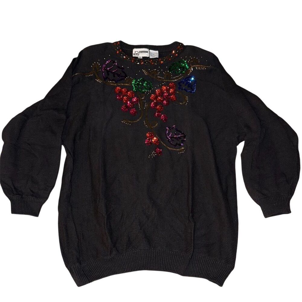 Distinctly Different Women's 24W Black Sequin Knit Pullover‎ Sweater Vintage